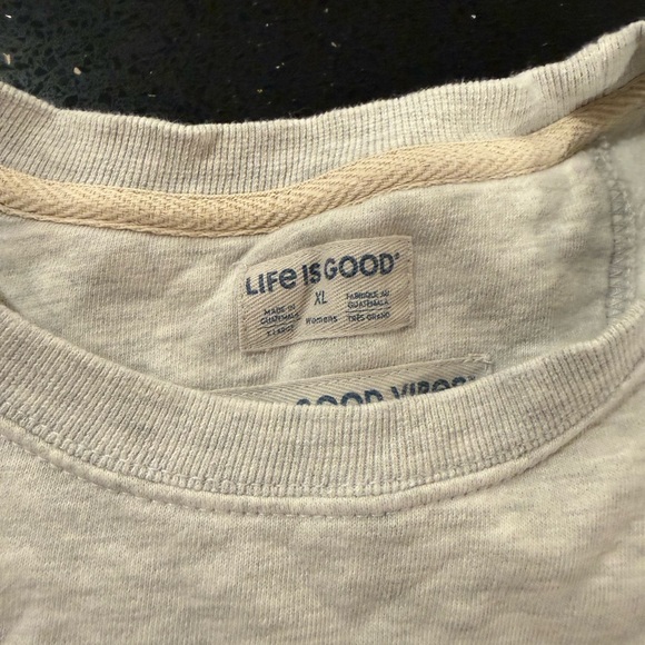 Life Is Good Heather Gray Sweatshirt with Blue Dog Design Macro Micro Dogscape - Picture 8 of 8